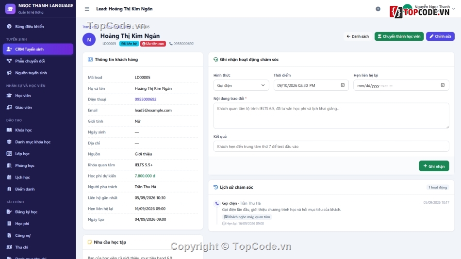 quản lý trung tâm ngoại ngữ,Đồ án web PHP,Quản lý trung tâm tin học